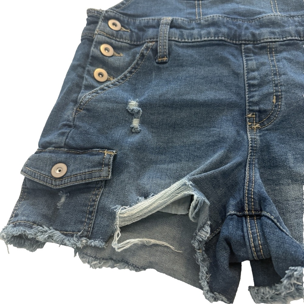 NOBO No Boundaries Denim Bib Shortalls Overalls Distressed Grunge Size S (3-5) - Picture 7 of 13